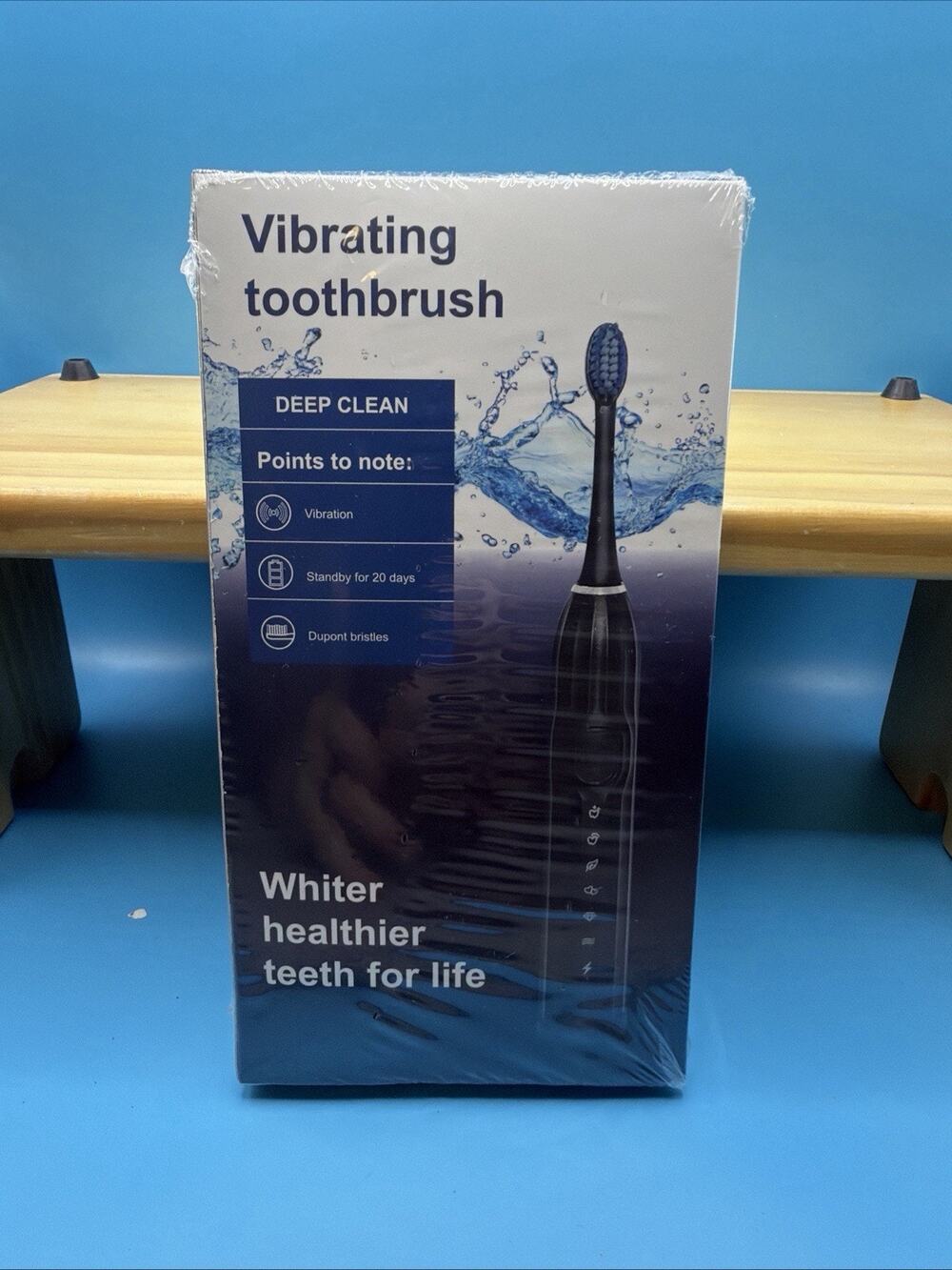 Vibrating‎ Toothbrush Black Deep Clean DuPont Bristles new in box.